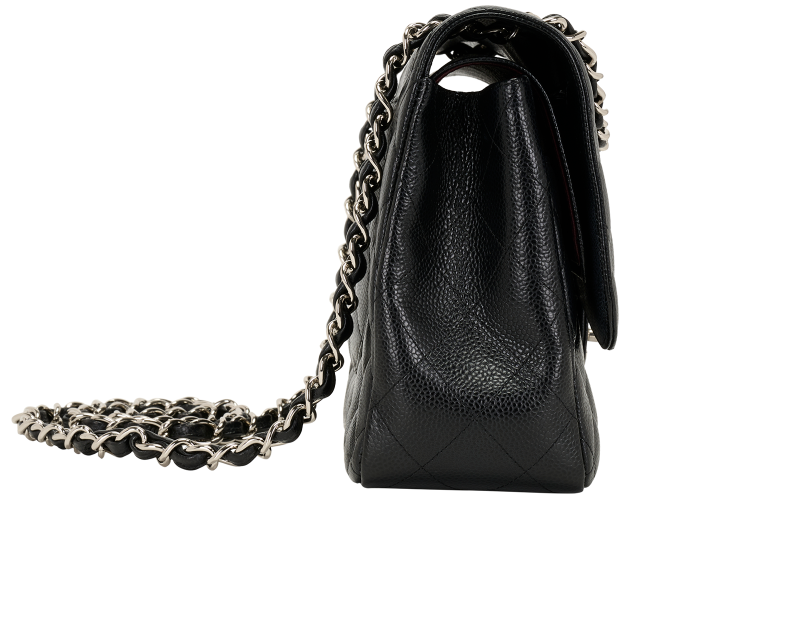 Jumbo Classic Double Flap, &pound;5,500, Handbags, Black, Caviar, Side view